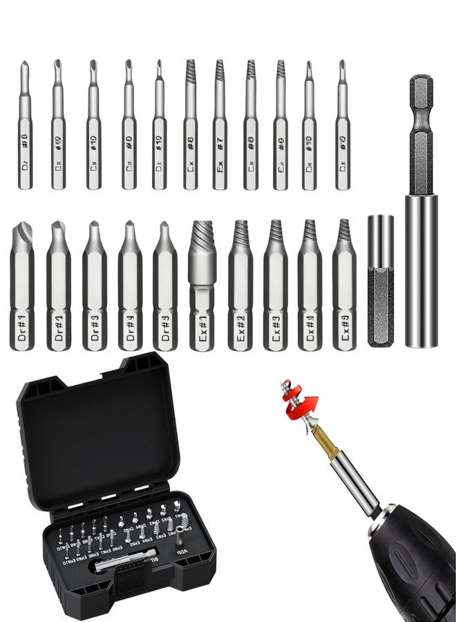 Paddsun Titanium Damaged Screw Extractor Set: 22 PCS Easy Out Screw Extractor Kit with Magnetic Extension Bit Holder & Socket Adapter for Stripped Screws/Bolts/Nuts, Father’s Day Gift(Silver) - Image 1