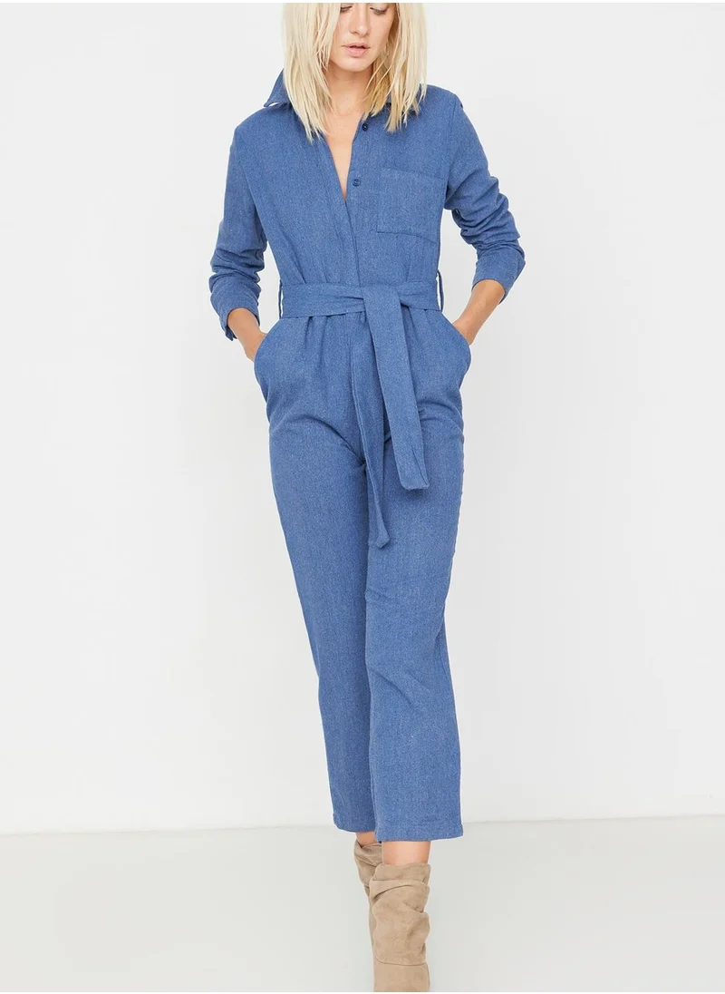 trendyol Tie Detail Knitted Jumpsuit