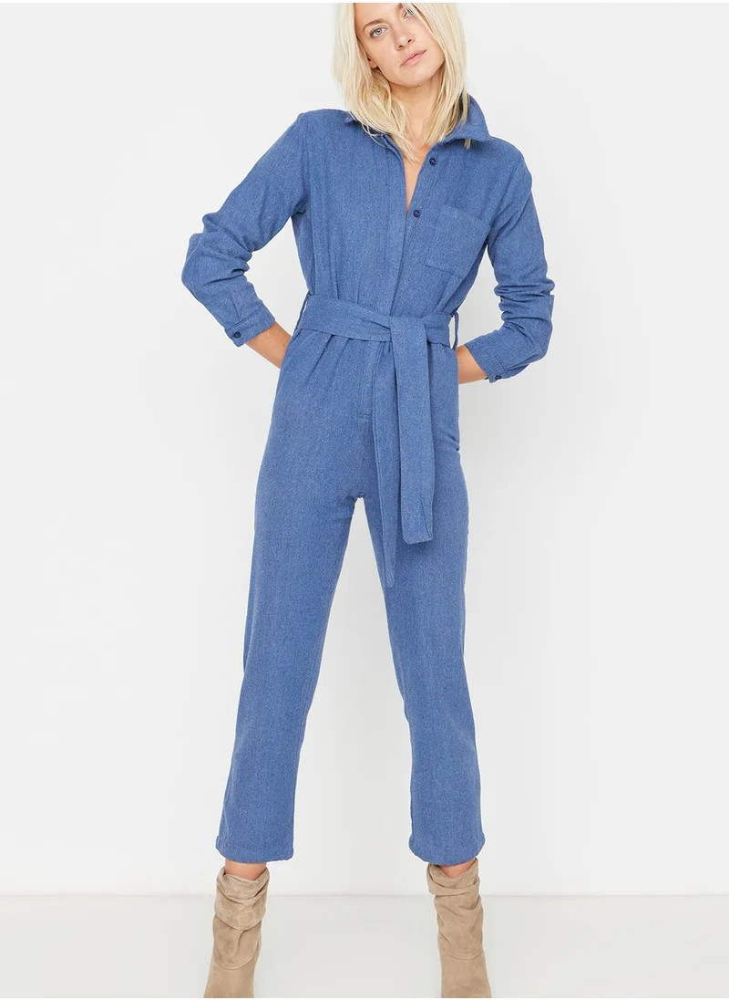 trendyol Tie Detail Knitted Jumpsuit