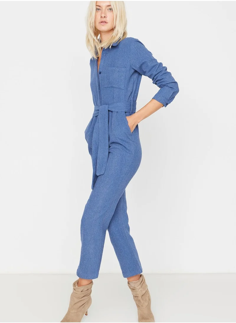 trendyol Tie Detail Knitted Jumpsuit