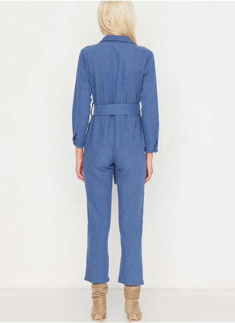 trendyol Tie Detail Knitted Jumpsuit