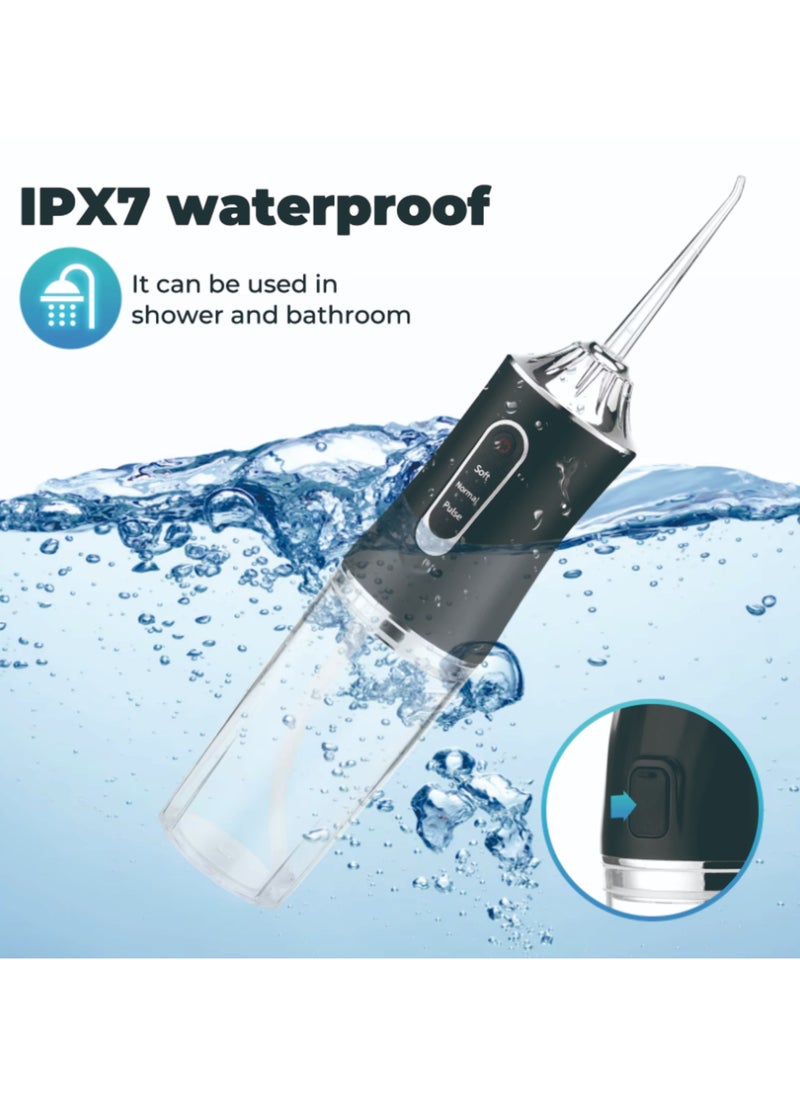 PORTABLE Portable Water Dental Flosser For Teeth Cleaning Dental Oral Irrigator With 3 Modes Scalable 4 Jet Nozzles IPX7 Water Resistance 220ML  - Image 2