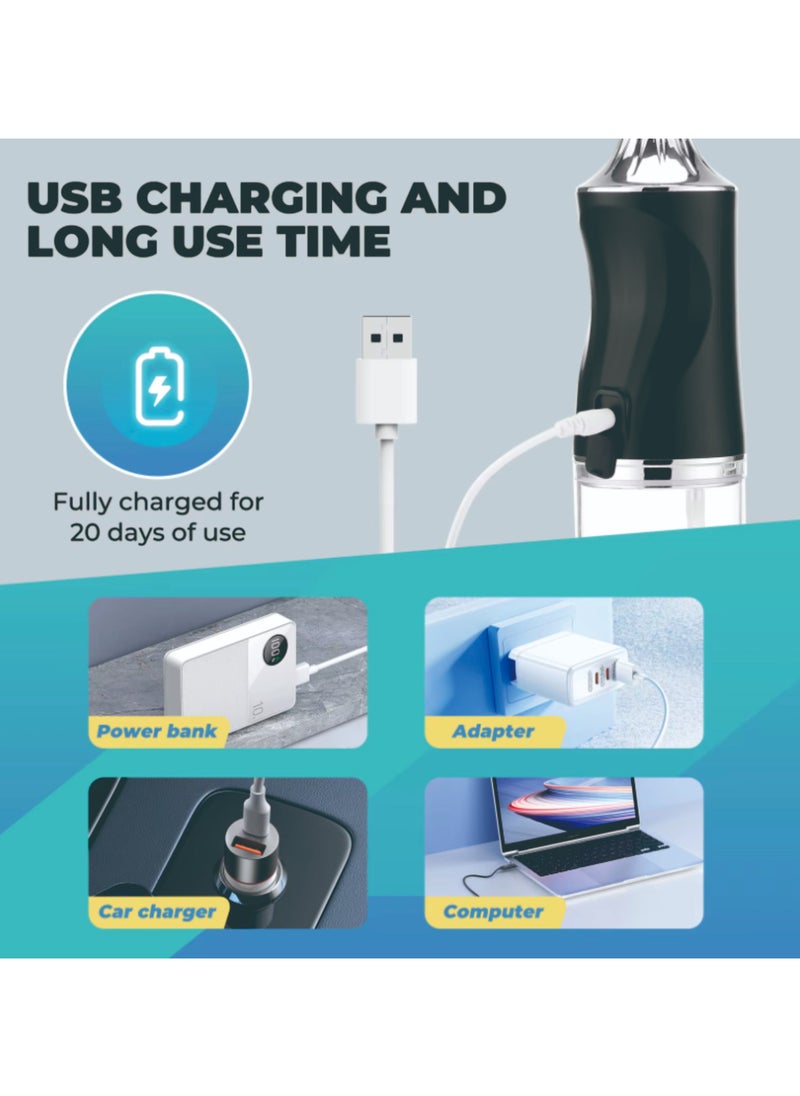PORTABLE Portable Water Dental Flosser For Teeth Cleaning Dental Oral Irrigator With 3 Modes Scalable 4 Jet Nozzles IPX7 Water Resistance 220ML  - Image 3
