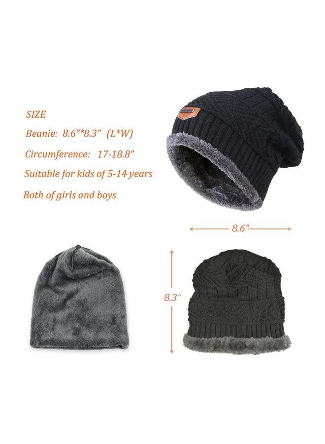 HINDAWI (Hat(black)) - Winter Beanie Scarf for Boys Girls (5-12 Years) Hats Circle Scarf Kids Slouchy Skull Cap - Image 5