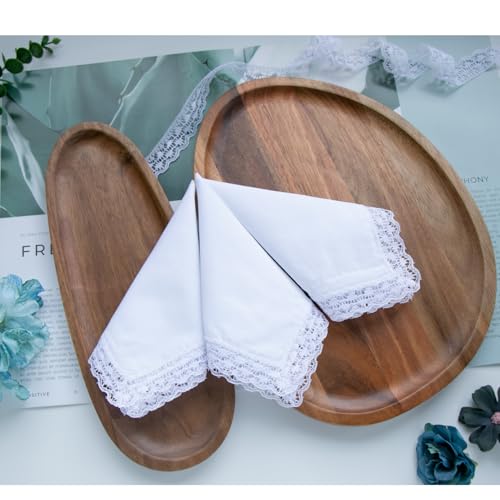 COCOUSM Womens Handkerchiefs White Cottom Crochet Lace Bridal Wedding Hankies 6 Pieces - Image 5