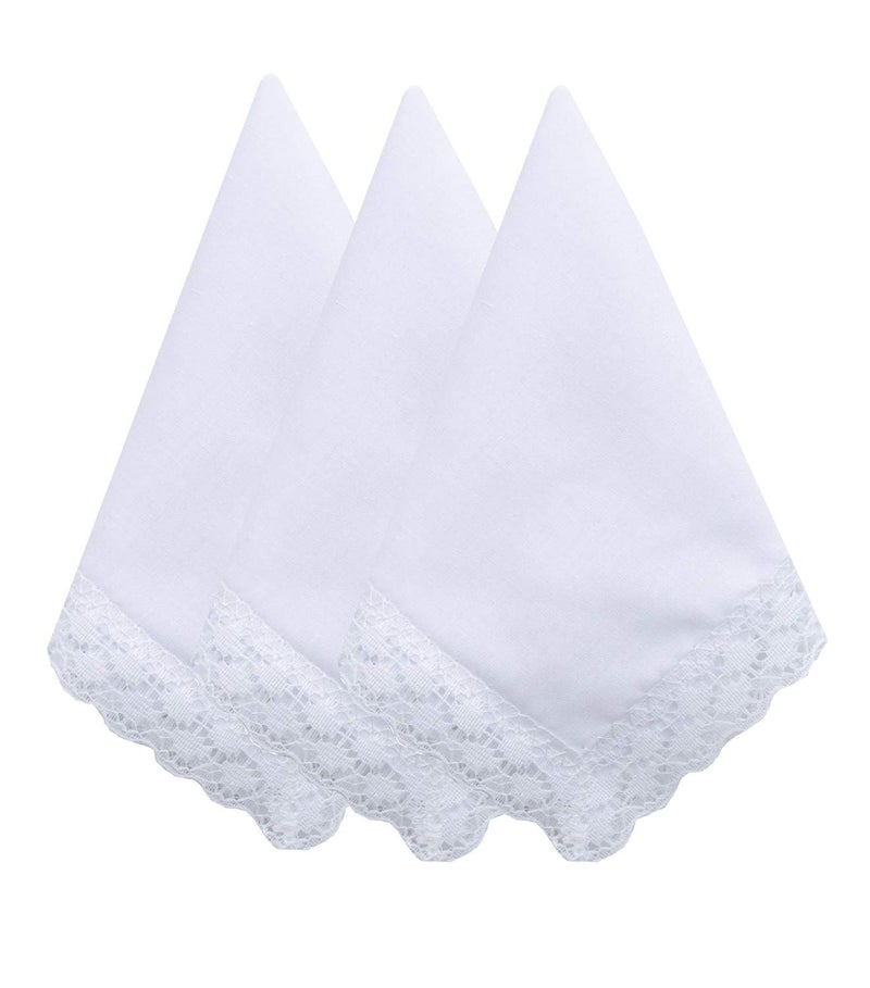 COCOUSM Womens Handkerchiefs White Cottom Crochet Lace Bridal Wedding Hankies 6 Pieces - Image 3