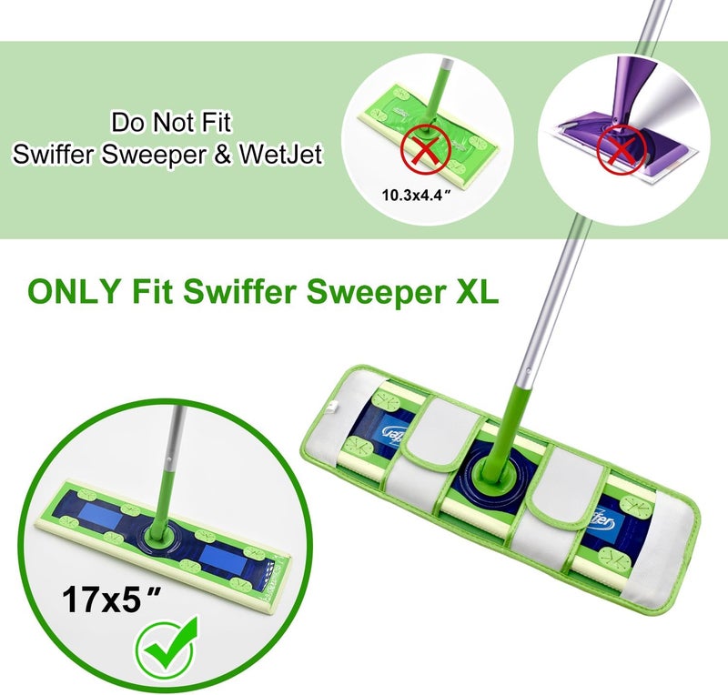 GFRED Mop Pads Compatible with Swiffer Sweeper Mop (4 Pack Swiffer XL Pads- Sleeves Cover, Green) - Image 3