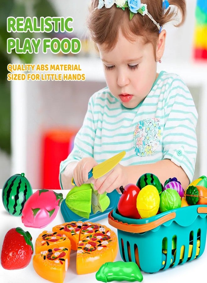 Shemira 100 PCS Cutting Play Food Toy for Kids Kitchen, Pretend Food Toys for Toddlers, Play Kitchen Toys Accessories with 2 Baskets, Fake Food/Fruit/Vegetable, Birthday Gifts for 3 4 5 Years Old Boys Girls - Image 4