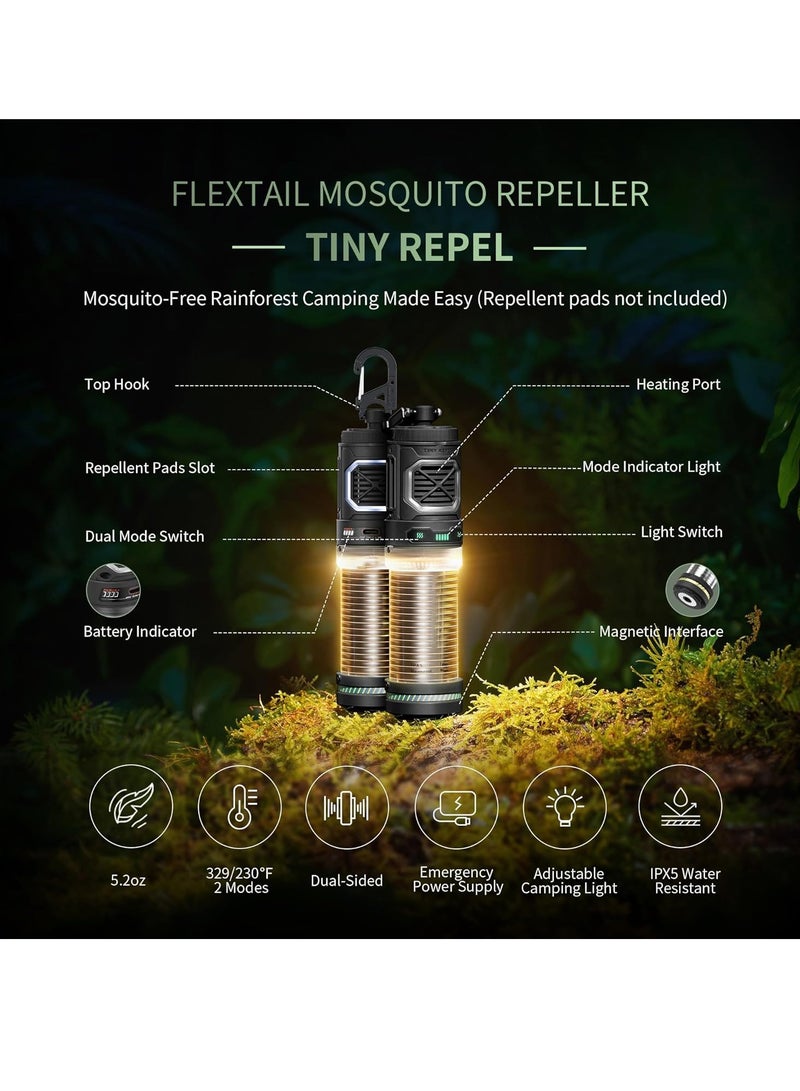 SYOSI Rechargeable Tiny Mosquito Repeller 329°F Heating 30ft Protection Zone Ultra Mini with Camping Light Magnetic Design for Outdoor Backpacking Patios(Repellent Pads Not Included)- Black - Image 4