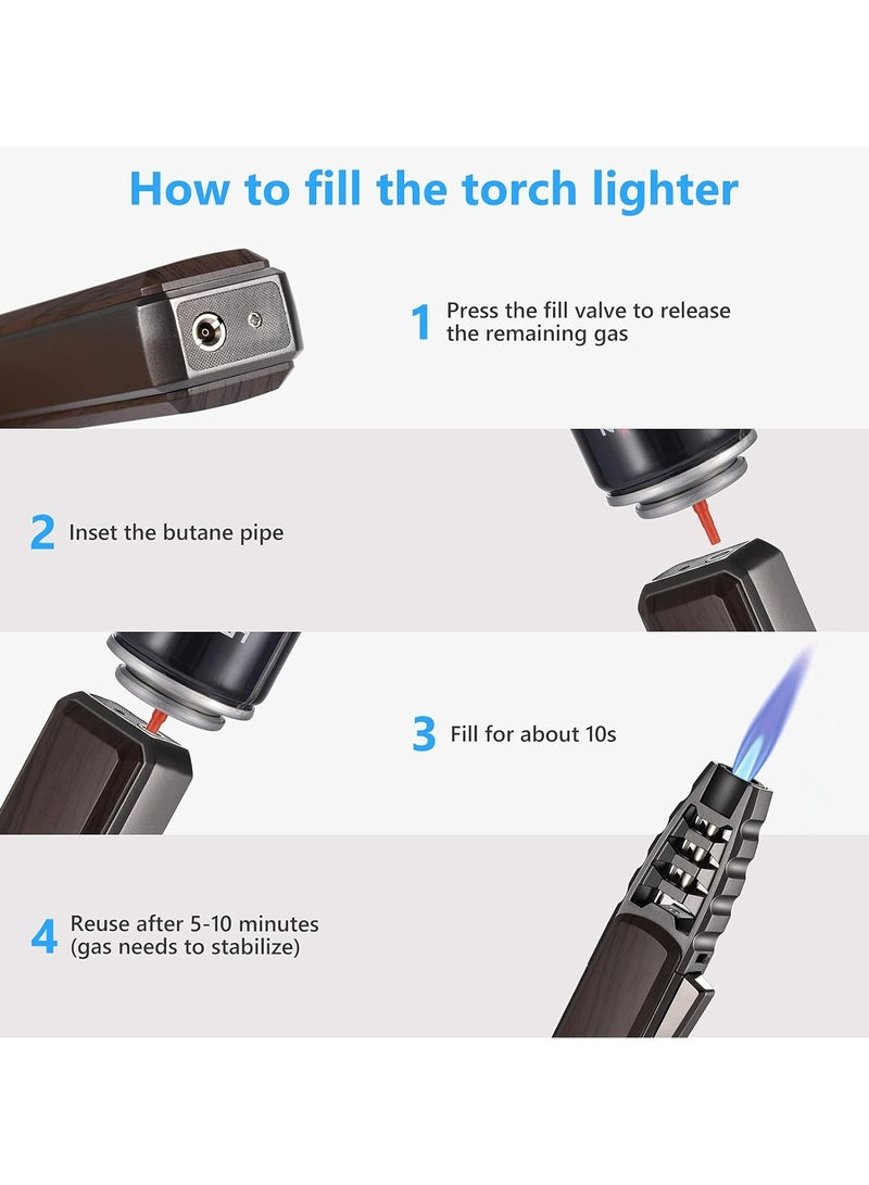 JOBON Butane Torch Lighter – Refillable Kitchen Cooking Torch, Windproof Adjustable Flame, Solar Beam Torch HARYGATE with Safety Lock for Baking Crème Brûlée - Image 5