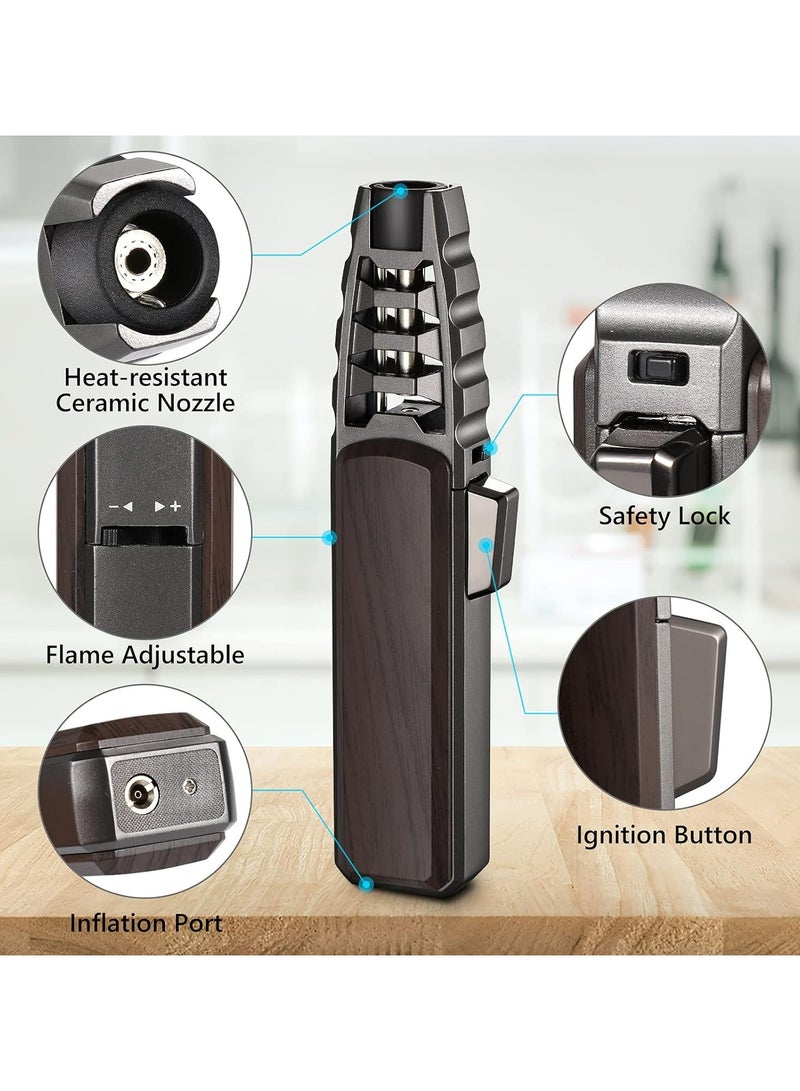 JOBON Butane Torch Lighter – Refillable Kitchen Cooking Torch, Windproof Adjustable Flame, Solar Beam Torch HARYGATE with Safety Lock for Baking Crème Brûlée - Image 2