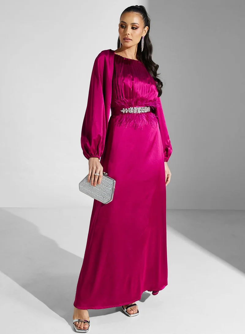 Golden Apple Balloon Sleeve Gown