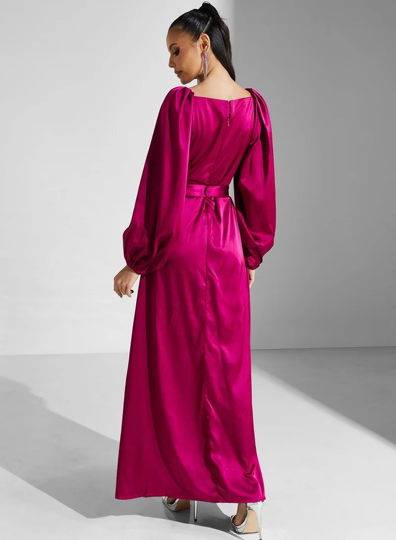 Golden Apple Balloon Sleeve Gown