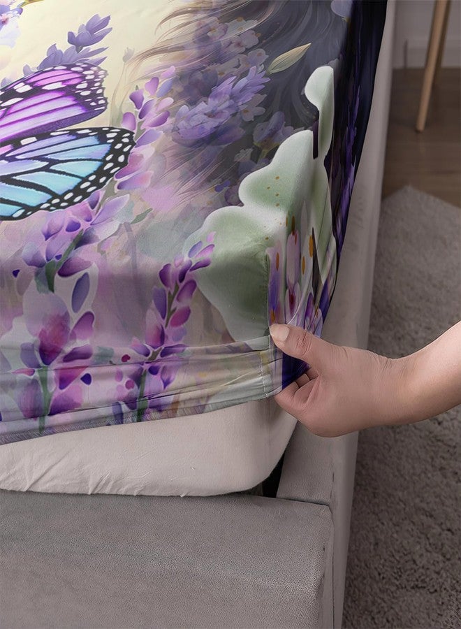 UEVBF Cat Fitted Sheet Toddler Bedding Set,Floral Bedding Animal Themed Fitted Sheet Sets for Kids Boys Girls Room Decor,Cute Bed Fitted Sheet Sets Twin Size,1 Fitted Sheet+2 Pillowcases. - Image 5