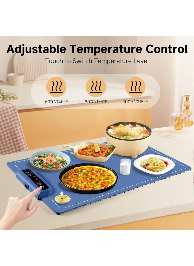 Meneflix Meneflix Food Warming Mat Roll Up Portable Electric Warming Tray with 3 Temperature Settings Silicone Heating Mat for Food Food Warmers for Parties Buffets Party Travel Daily Lives  - Image 2
