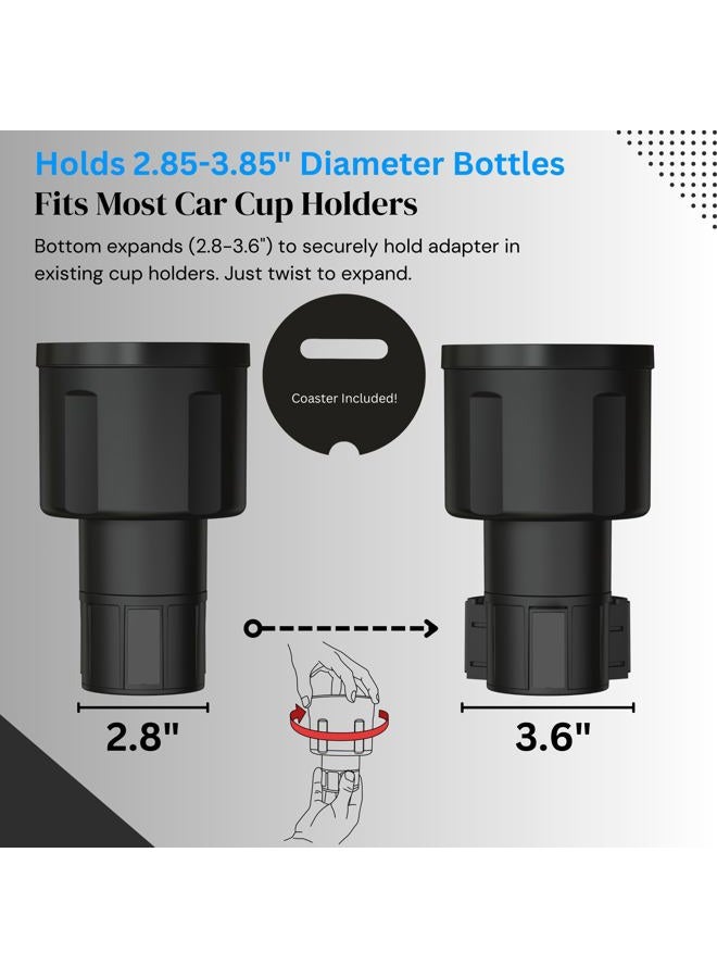 Swigzy Car Cup Holder Expander Adapter with Adjustable Base - Rubber Tabs Securely Hold Large Water Bottles - Image 4