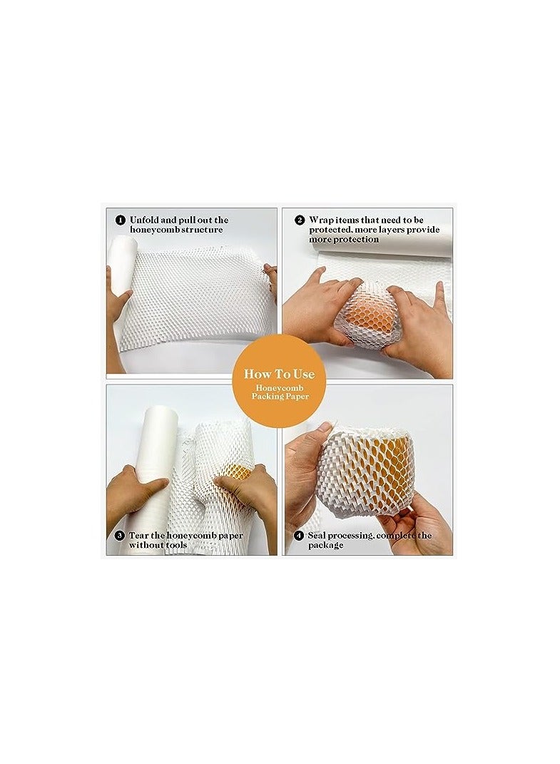SYOSI Honeycomb Packing Paper Roll 15" x 131"- Innovative and Eco-Friendly Cushioning Alternative for Fragile Items- Recyclable and Space-Saving Moving Supplies Protective Packaging Material(White) - Image 5