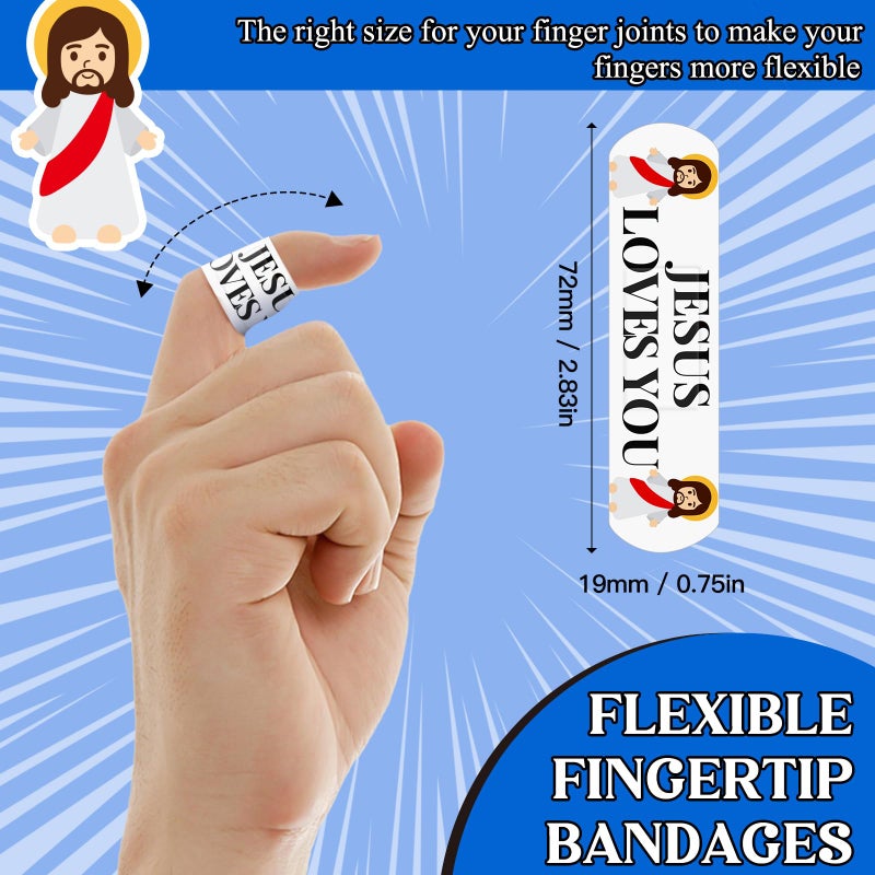 AKAIXI 60pcs Jesus Bandages, 2.83x0.75in Jesus Loves You Waterproof PE Adhesive Bandage for Minor Wound Care, Comfortable Hypoallergenic Bandages, Sunday School Supplies for Family Women Men, Latex Free - Image 2