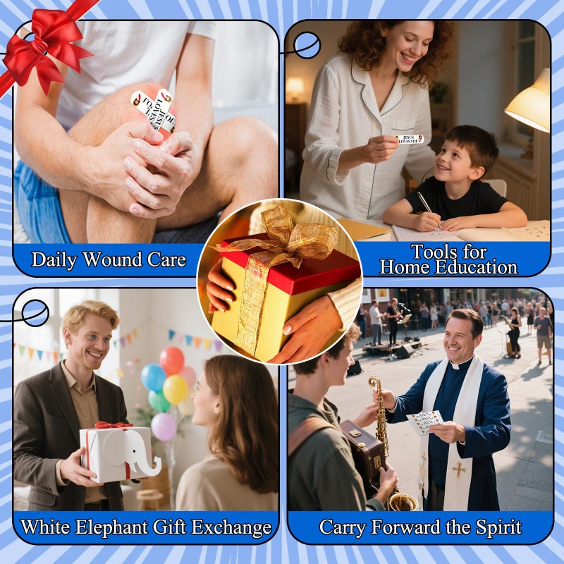 AKAIXI 60pcs Jesus Bandages, 2.83x0.75in Jesus Loves You Waterproof PE Adhesive Bandage for Minor Wound Care, Comfortable Hypoallergenic Bandages, Sunday School Supplies for Family Women Men, Latex Free - Image 5