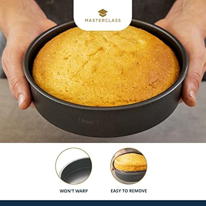 MASTERCLASS NonStick Loose Base Sandwich Pan Round 18cm 7 Sleeved - Image 5