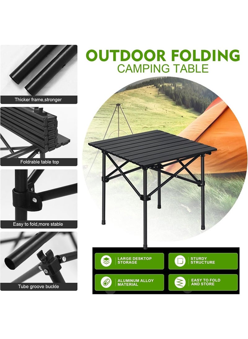 AGD Folding Camping Table Portable Picnic Table with Handbag Suitable for Outdoors 55*50*50cm Black - Image 4