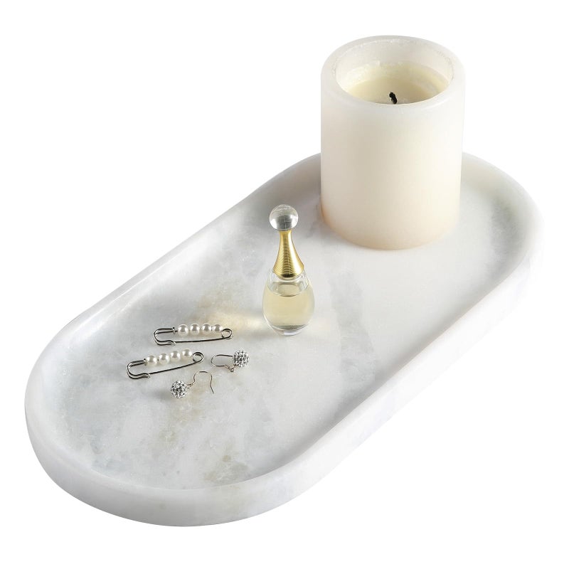 Koville African Natural Marble Decorative Tray, 12"x6" - Countertop Organizer, Catchall Tray for Perfume, Candles, Jewelry - Image 1