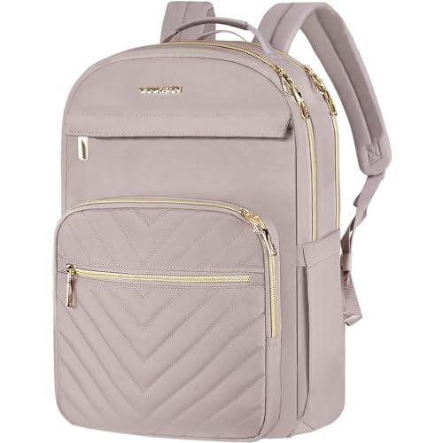 VANKEAN 173 Inch Laptop Backpack for Women Work Laptop Bag Fashion Waterproof Backpacks Stylish Travel Bags Casual Daypacks for College Business Light Dusty Pink - Image 1