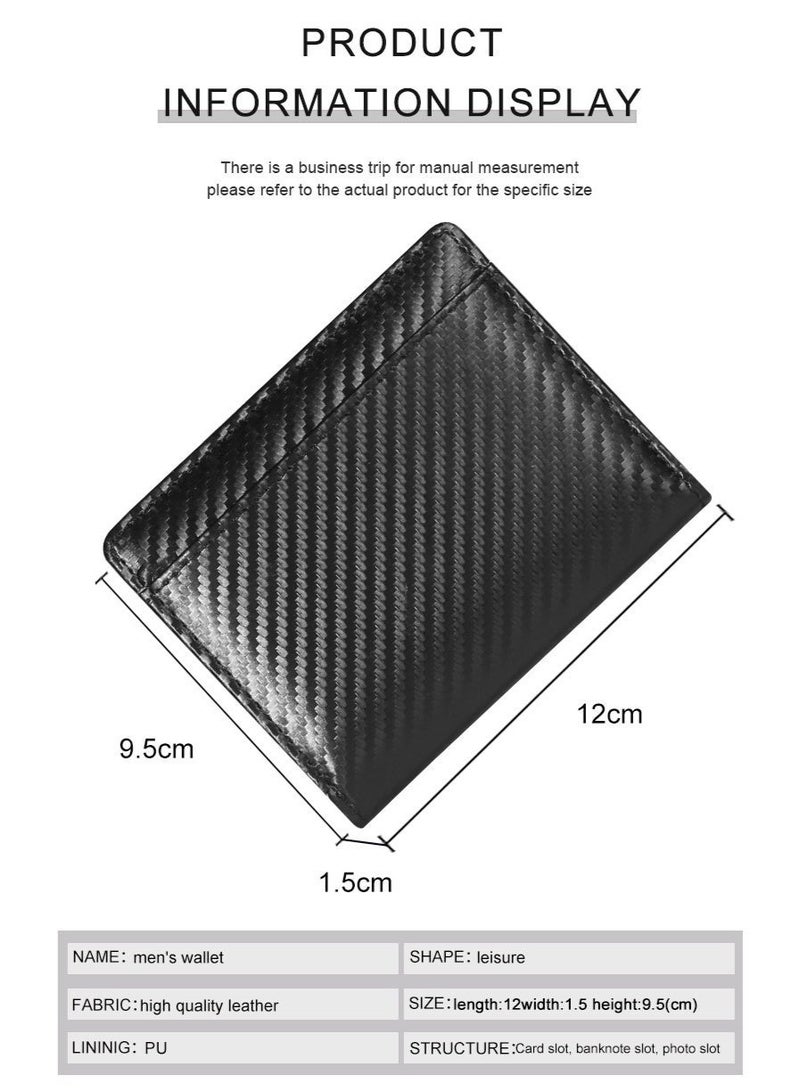 أوليس فيرس  محفظة رجالية رفيعة من الجلد بألياف الكربون مقاومة لقراءة RFID – 8 فتحات بطاقات، جيب عملات، سعة كبيرة (أسود/برتقالي) - Image 5