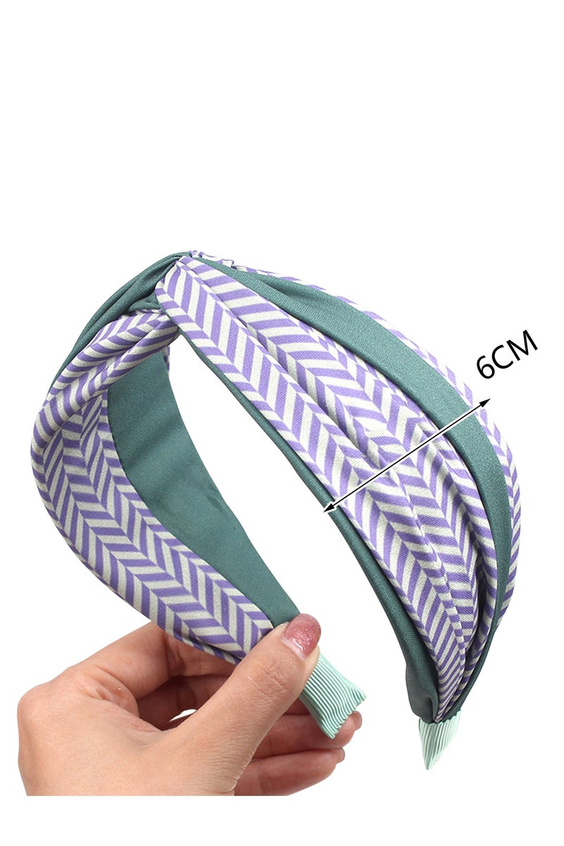 Cross tie headband wide edge color stripes headband simple casual hair accessories temperament all-match female hairpin - Image 2