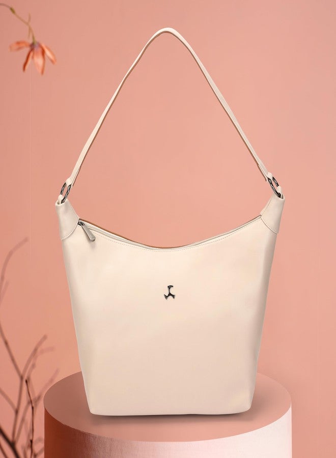 Mochi Women Beige Casual Faux leather Soft Body Zipper closure Solid Shoulder Bag (66-772) - Image 2