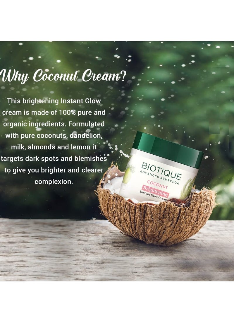 Biotique Biotique Coconut Brightening Instant Glow Cream| Lightweight and Non-Greasy | Reduces Dark Spots and Protects Ageing | Nourished and Moisturized Skin |100% Botanical Extracts| All Skin Types | 50gm  - Image 5