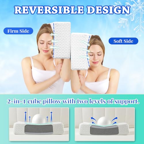 HARBOREST Ice Cube Cooling Pillow for Side Sleepers Memory Foam Side Sleeper Pillow Support Head & Neck for Pain Relief，12"x24"x5" - Image 4