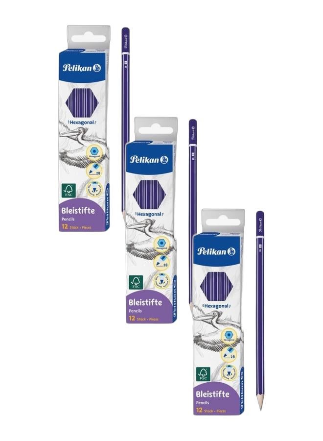 Pelican Pack of 3pcs HB Hexagonal Wooden Pencils, HB Pencil with Eraser + Sharpener Non-Toxic and Eco-Friendly, Perfect for Kids & Students, Smooth Writing for School & Drawing Bundle. - Image 1