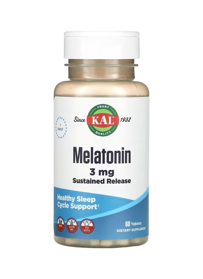 KAL - Melatonin SR , 3 mg, 60 Tablets - Image 1