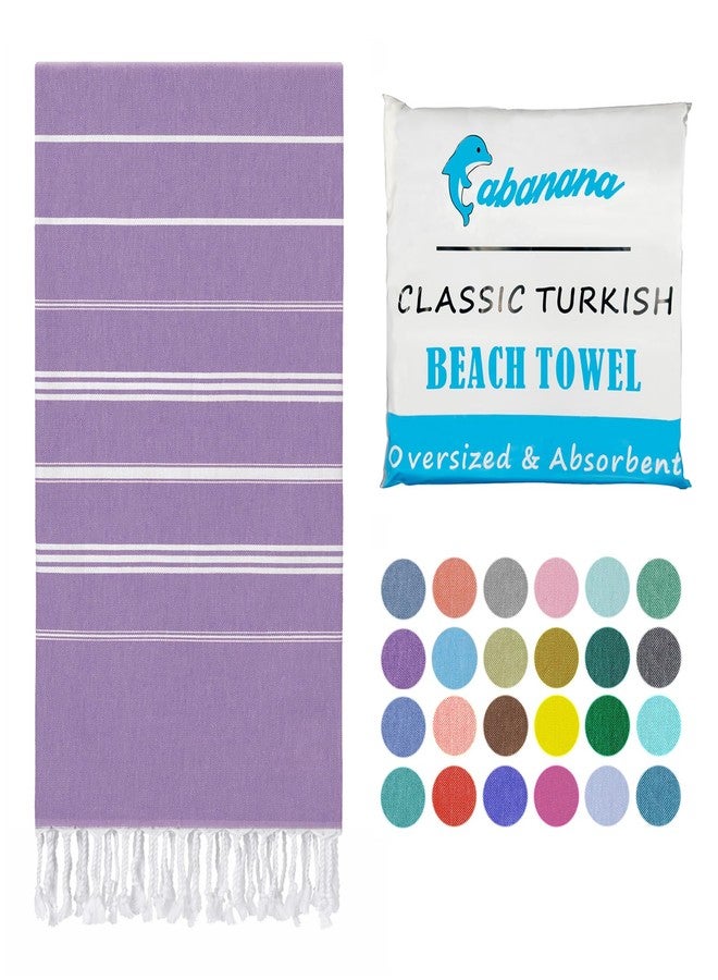 cabanana Turkish Beach Towel Oversized - 39"x71" Quick Dry Sand Free Thin Beach Towels for Adults,Extra Large Cotton Lightweigh Travel Towel for Beach Accessories (Purple) - Image 1
