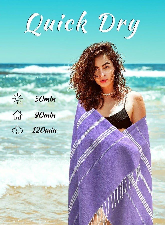 cabanana Turkish Beach Towel Oversized - 39"x71" Quick Dry Sand Free Thin Beach Towels for Adults,Extra Large Cotton Lightweigh Travel Towel for Beach Accessories (Purple) - Image 5