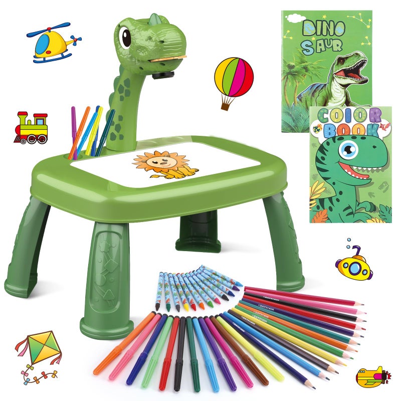 Hoarosall Drawing Projector for Kids Art and Crafts Drawing Board with Color Pens Pencils Crayons Scrapbook Dinosaur Sticker Book Ideal Toy for 3 Year Old Girls Boys Dinosaur Kit - Image 2
