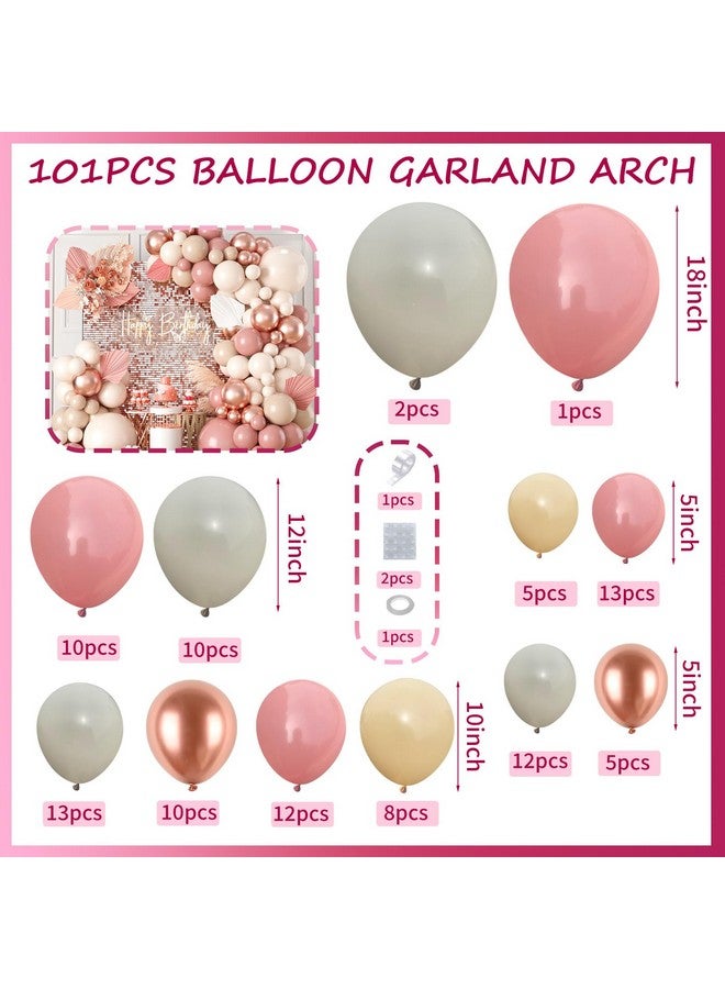 Biapian Blush Pink Balloon Arch Kit, 101 Pcs Double Stuffed Nude Balloon Arch Garland With Rose Gold Apricot Dusty Pink Latex Balloon Sand White Cream Balloon For Girls Birthday Wedding Baby Shower Decoration - Image 2