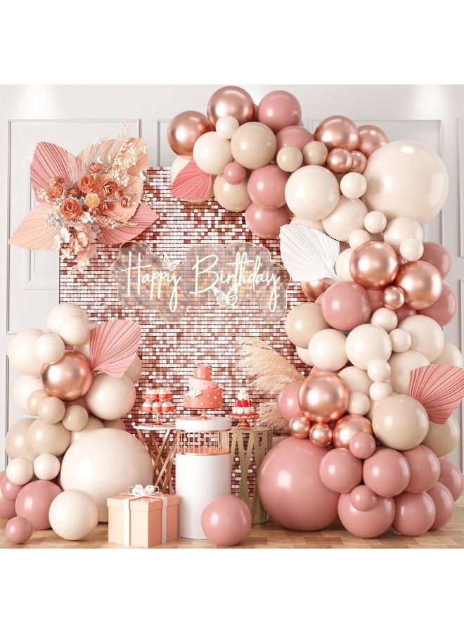 Biapian Blush Pink Balloon Arch Kit, 101 Pcs Double Stuffed Nude Balloon Arch Garland With Rose Gold Apricot Dusty Pink Latex Balloon Sand White Cream Balloon For Girls Birthday Wedding Baby Shower Decoration - Image 1