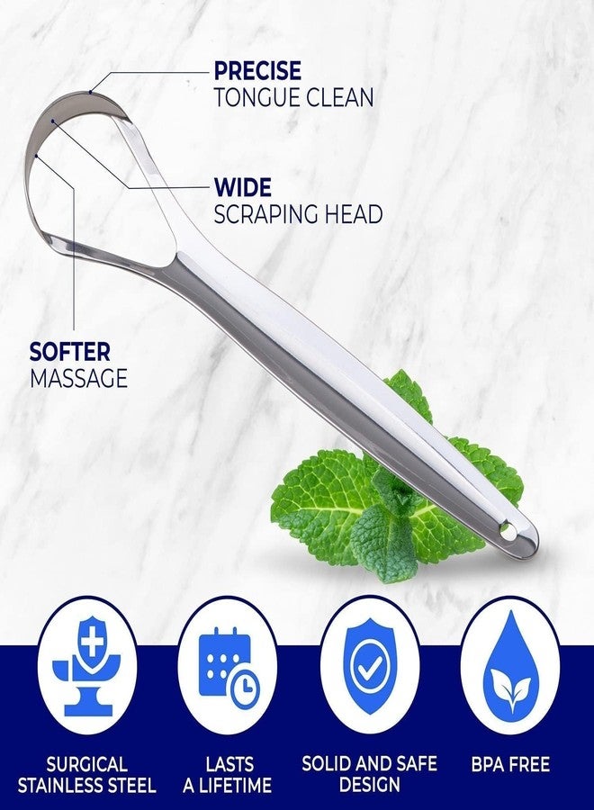 Kliffoo 1pcs Tongue Cleaner for Kids & Adults, Stainless Steel Tongue Scraper with Case for Bad Breath & Bacteria Removal, Taste Sense & Oral Health Care, Easy to Use, Silver (1Pcs Tongue Cleaner Steel - Image 3