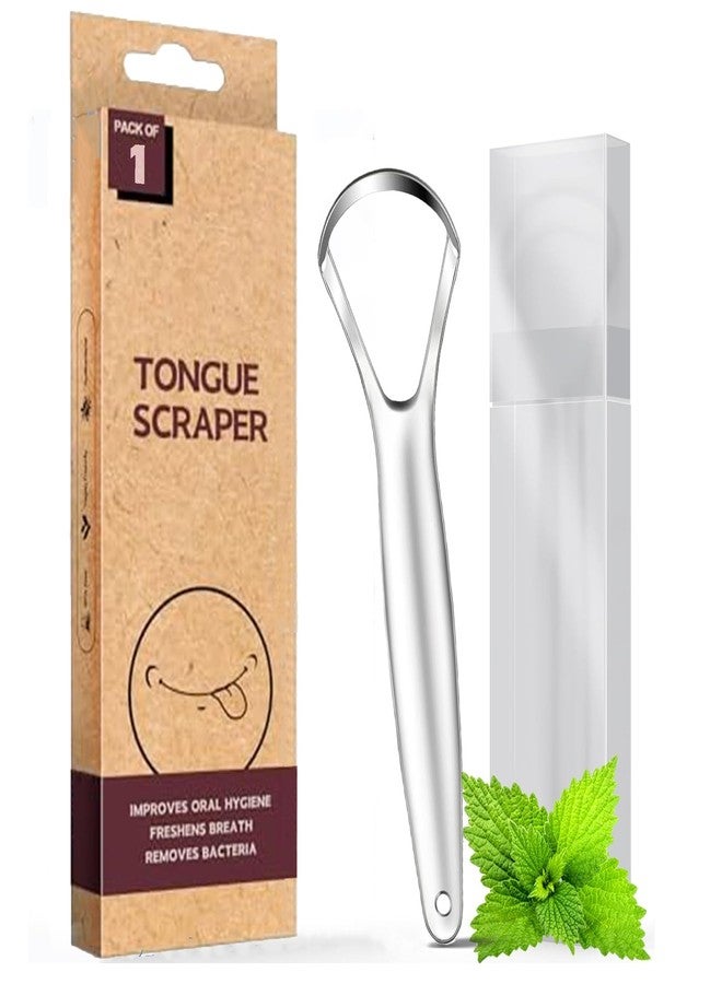 Kliffoo 1pcs Tongue Cleaner for Kids & Adults, Stainless Steel Tongue Scraper with Case for Bad Breath & Bacteria Removal, Taste Sense & Oral Health Care, Easy to Use, Silver (1Pcs Tongue Cleaner Steel - Image 1