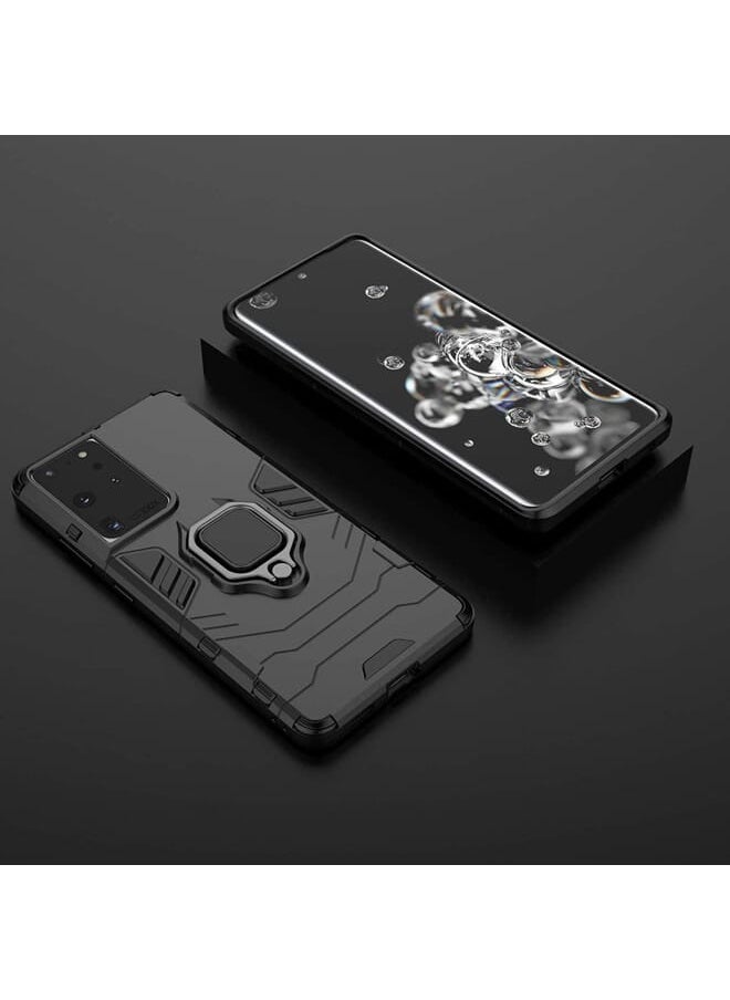 NuSense Armor Case For Samsung Galaxy S21 Ultra 5G With Ultra Car Mounted Magnetic Metal Ring Support Silicone Tpu + Hard Pc Case  (Blue)  - Image 3