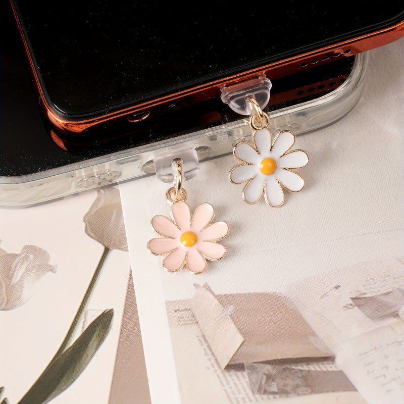 Pink Daisy Shaped Dust Plug For Type C Phone Protection Decoration - Image 3