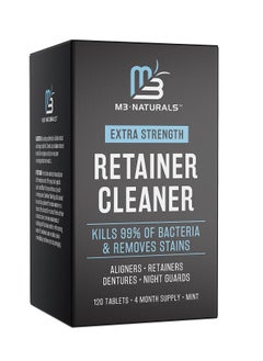 M3 Naturals M3 Naturals Retainer Cleanser Tablets Invisalign Cleaner FSA HSA Approved Remove Odors Discoloration Stains and Plaque 4 Month Supply Denture Cleansers Retainers Mouth Guards Denture Bath Mint  - Image 1