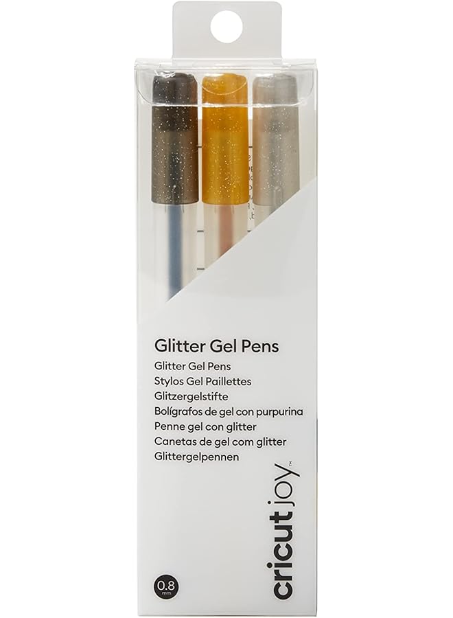 2008070 Joy Glitter Gel Pens 0.8 Black Gold Silver 3 Ct