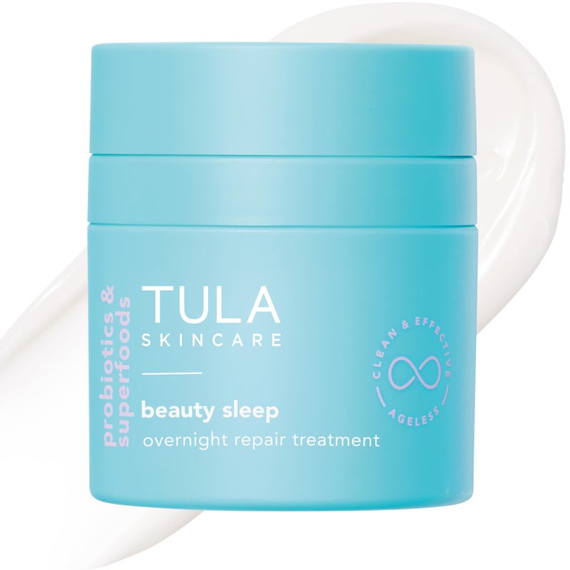 TULA Skin Care Beauty Sleep Overnight Repair Treatment  AntiAging Night Cream Contains Natural Peptides AHAs  Vitamin C to Reduce the Appearance of Lines and Dull Tone 17 oz