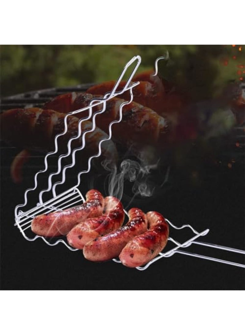 SYOSI Barbecue Grilling Basket - BBQ Hot Dog Griller Rack, Premium Quality Metal Rack for 6 Hot Dogs, Strong load-bearing capacity - Grill Mesh Clip Holder for Picnic Kitchen Tools - Image 4