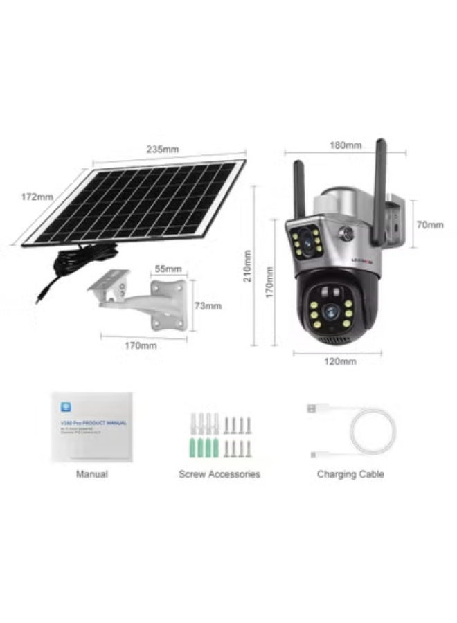 LS VISION 4G Solar Security Camera 8MP 4K Outdoor CCTV Camera with Dual Lens, Built-in Battery, PIR Motion Detection, Solar Panel & 32GB TF Card, V380 App Support - Image 1