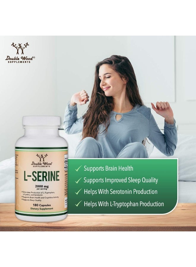 كبسولات Lserine (تم اختبارها من قبل طرف ثالث) 2000 ملجم تستخدم في الدراسات السريرية، 180 قطعة 500 ملجم لكل كبسولة (L حمض أميني سيرين لإنتاج السيروتونين ودعم الدماغ) من Double Wood - Image 5