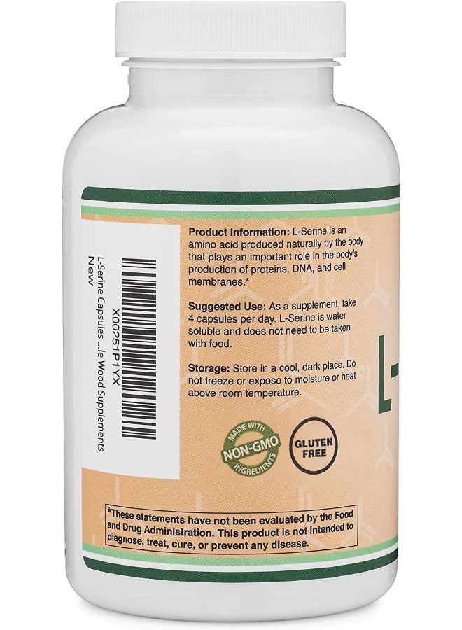 كبسولات Lserine (تم اختبارها من قبل طرف ثالث) 2000 ملجم تستخدم في الدراسات السريرية، 180 قطعة 500 ملجم لكل كبسولة (L حمض أميني سيرين لإنتاج السيروتونين ودعم الدماغ) من Double Wood - Image 4